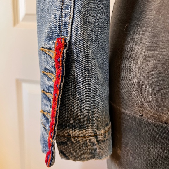 Eight Sin Embroidered Denim Blazer Jacket Boho Festival Size S - Picture 7 of 14